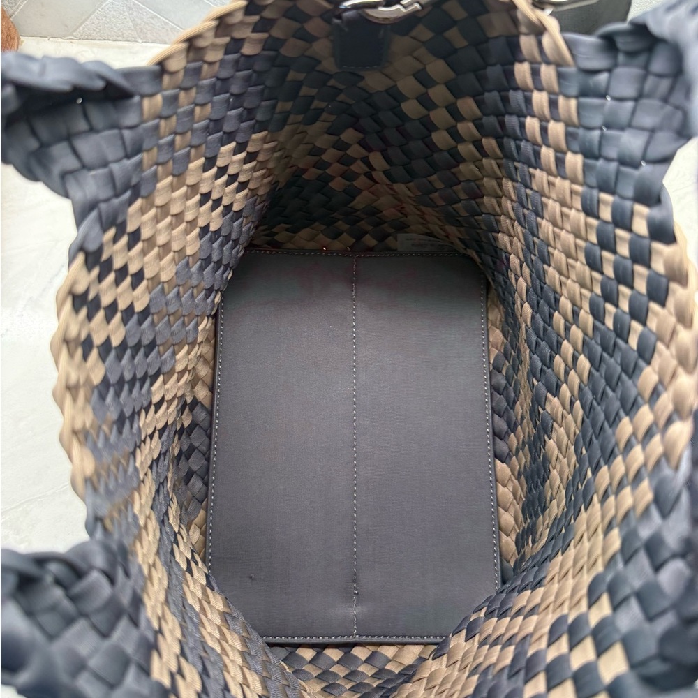Naghedi St. Barths Tote Small. Blue and Khaki weave. - Picture 3 of 5